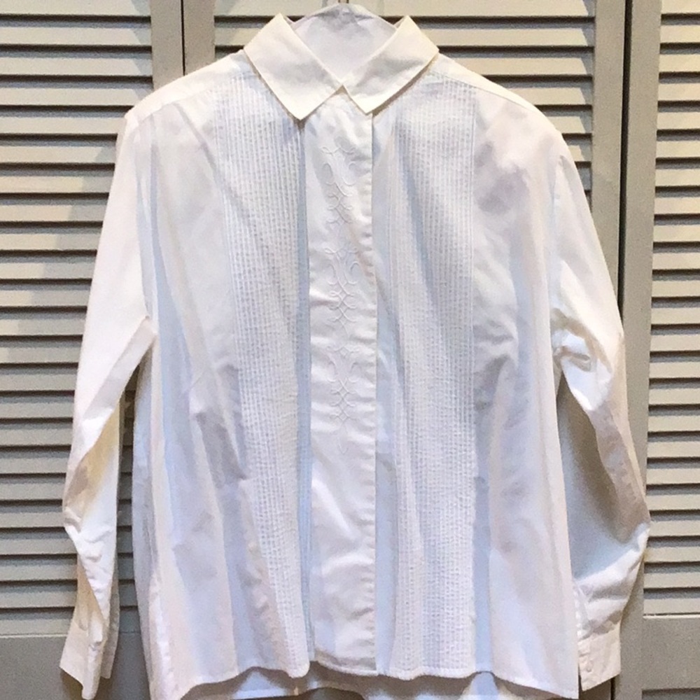 Silver Cord Vintage Pleated blouse with Embroidery Size 14